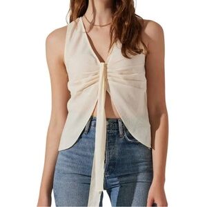 ASTR The Label Semi Sheer Sleeveless Cream Blouse Medium